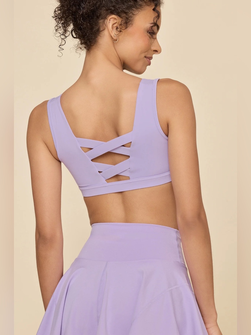 Popflex Corset Sports Bra Limitless Purple Lavender Crisscross Back Size L